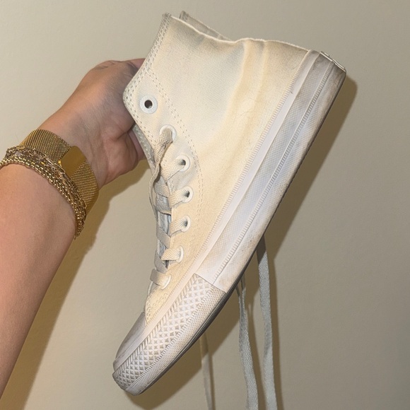 Converse All-White Canvas High-Tops - Picture 3 of 5